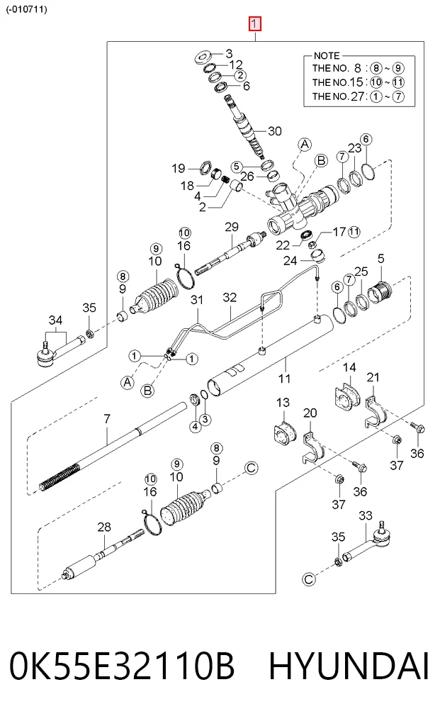 Cremallera caja de direccion KIA Carnival I (1999-2001)