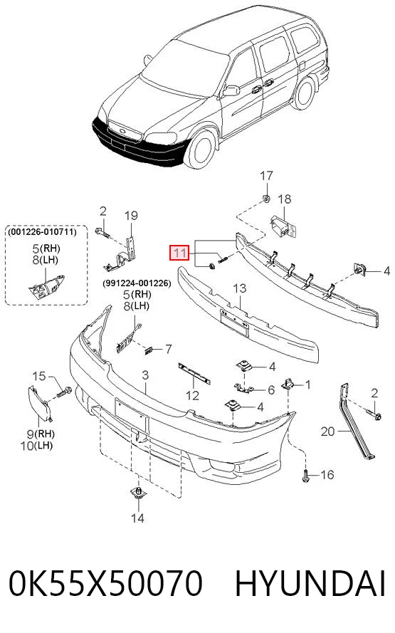 Comprar Refuerzo de parachoques delantero KIA Carnival I UP a bajo precio