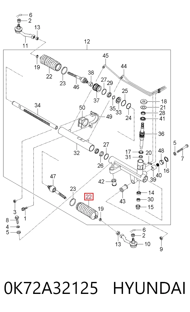 Fuelle de dirección 0K72A32125 HYUNDAI