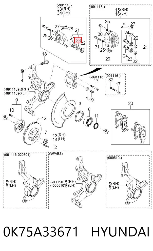 Kit de reparación de pinzas de freno para Hyundai H100 
