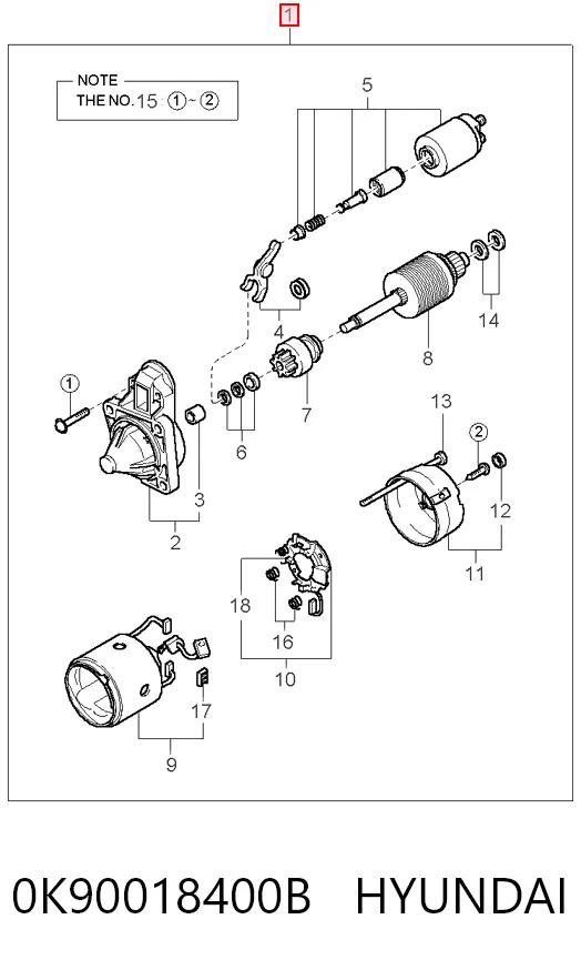 Motor de arranque 0K90018400B HYUNDAI