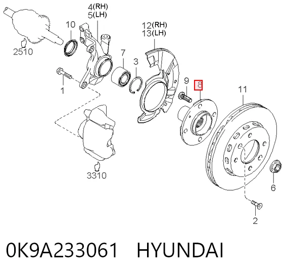 Buje de rueda delantero para KIA Carens FJ