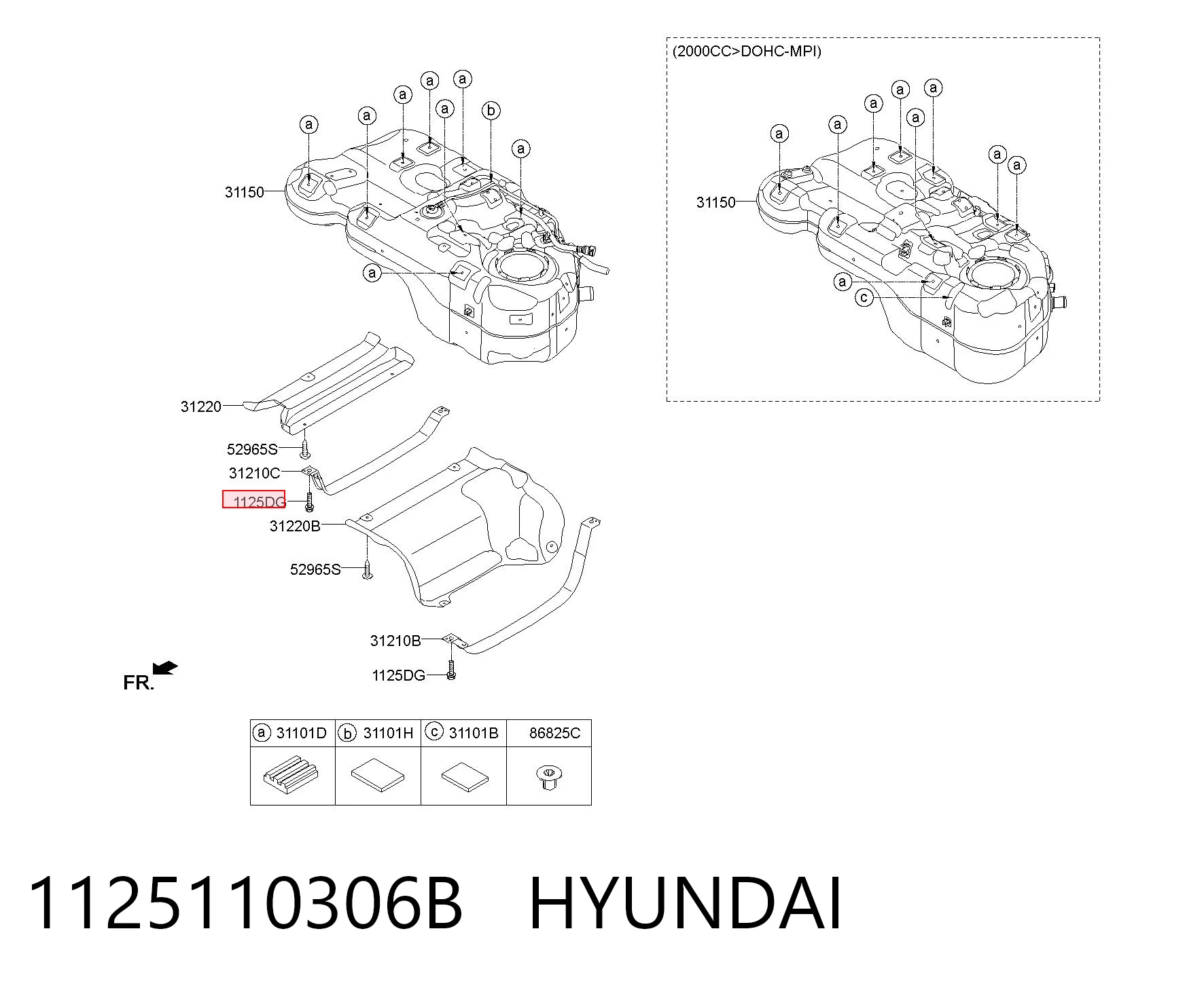 1125110306B Hyundai/Kia Tornillo (tuerca) de sujeción