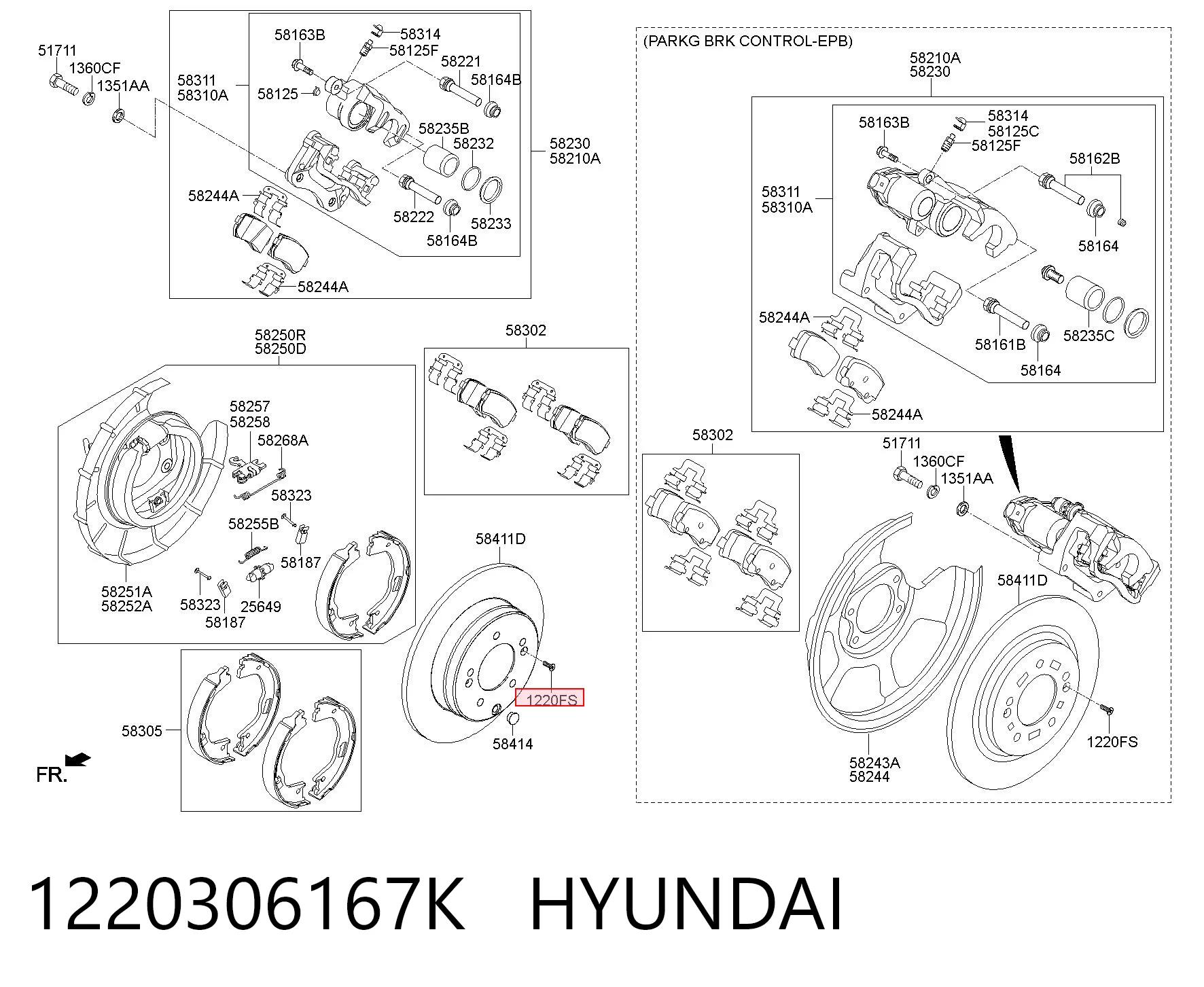 1220306167K Hyundai/Kia Tornillo (tuerca) de sujeción