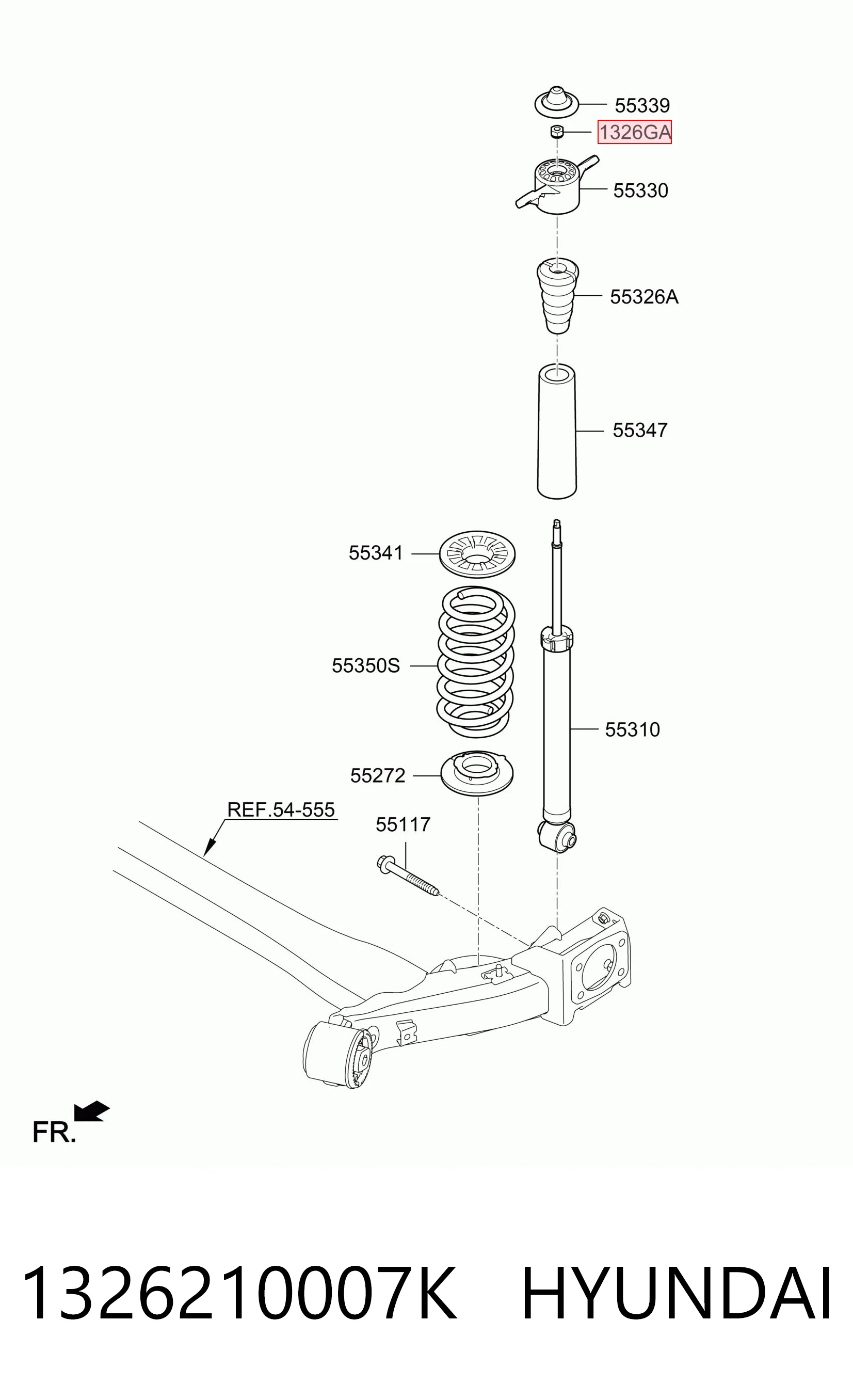 Tuerca del vástago del amortiguador delantero 1326210007K HYUNDAI