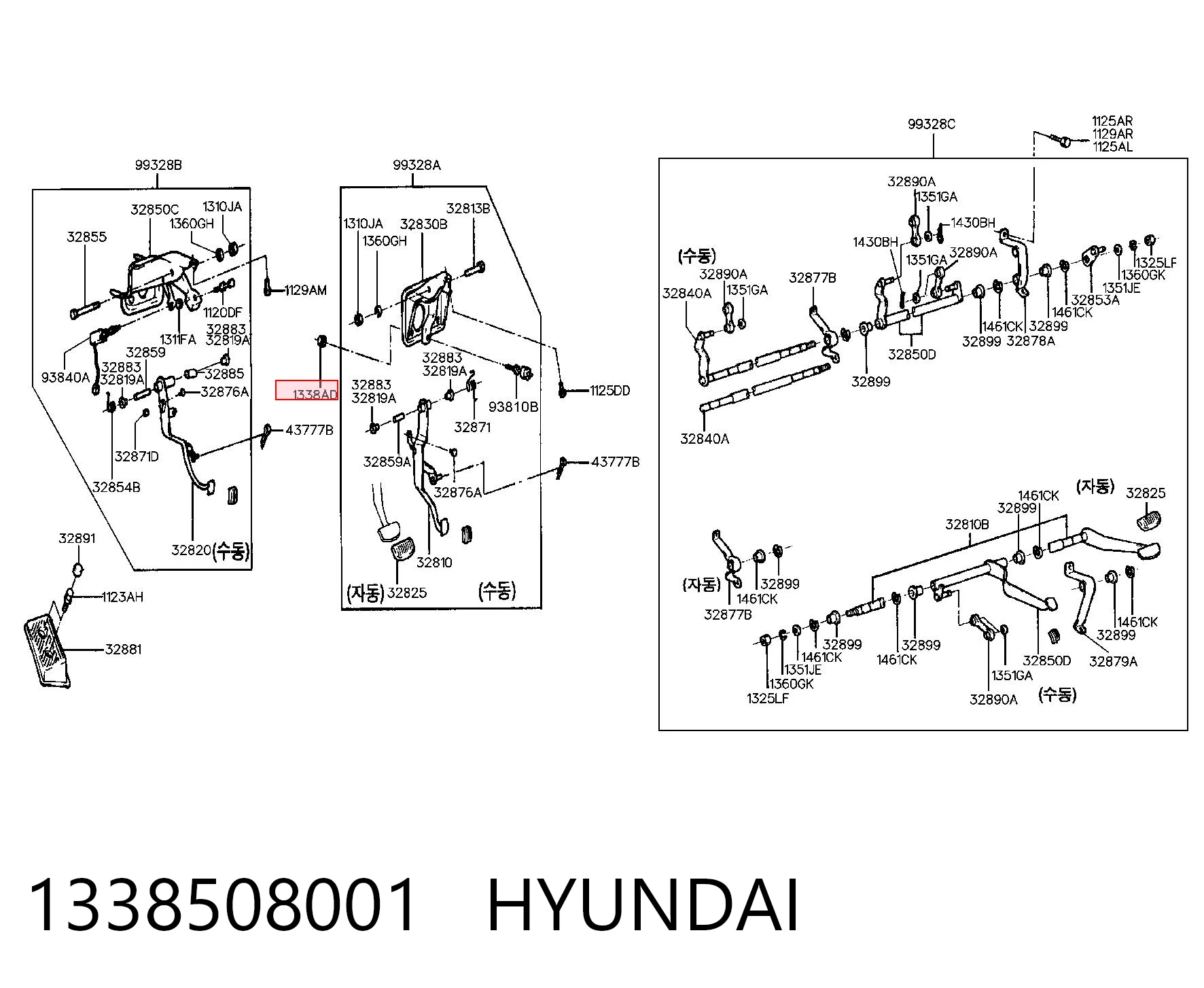 1338508001 Hyundai/Kia Tornillo (tuerca) de sujeción