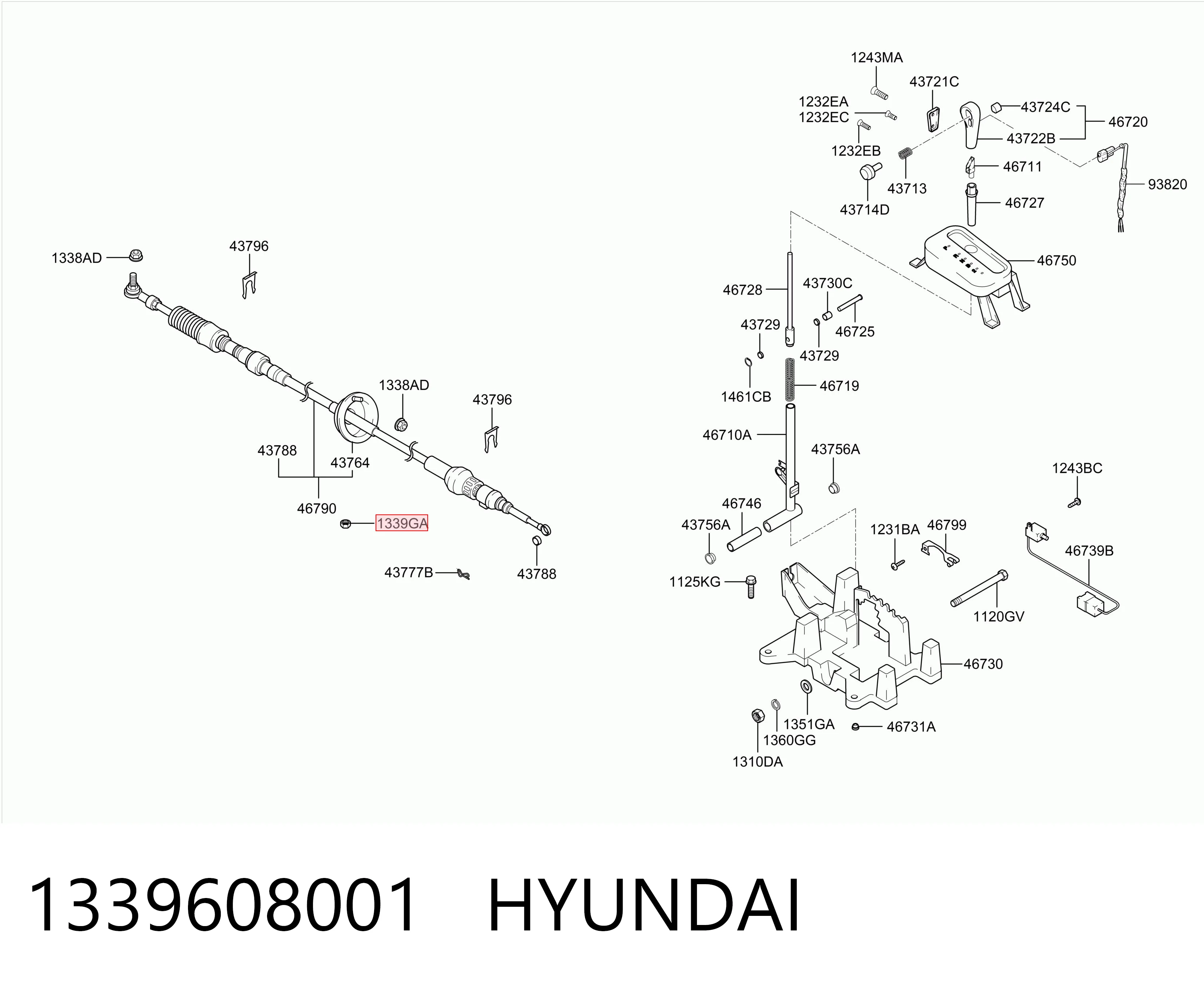 1339608001 Hyundai/Kia Tornillo (tuerca) de sujeción