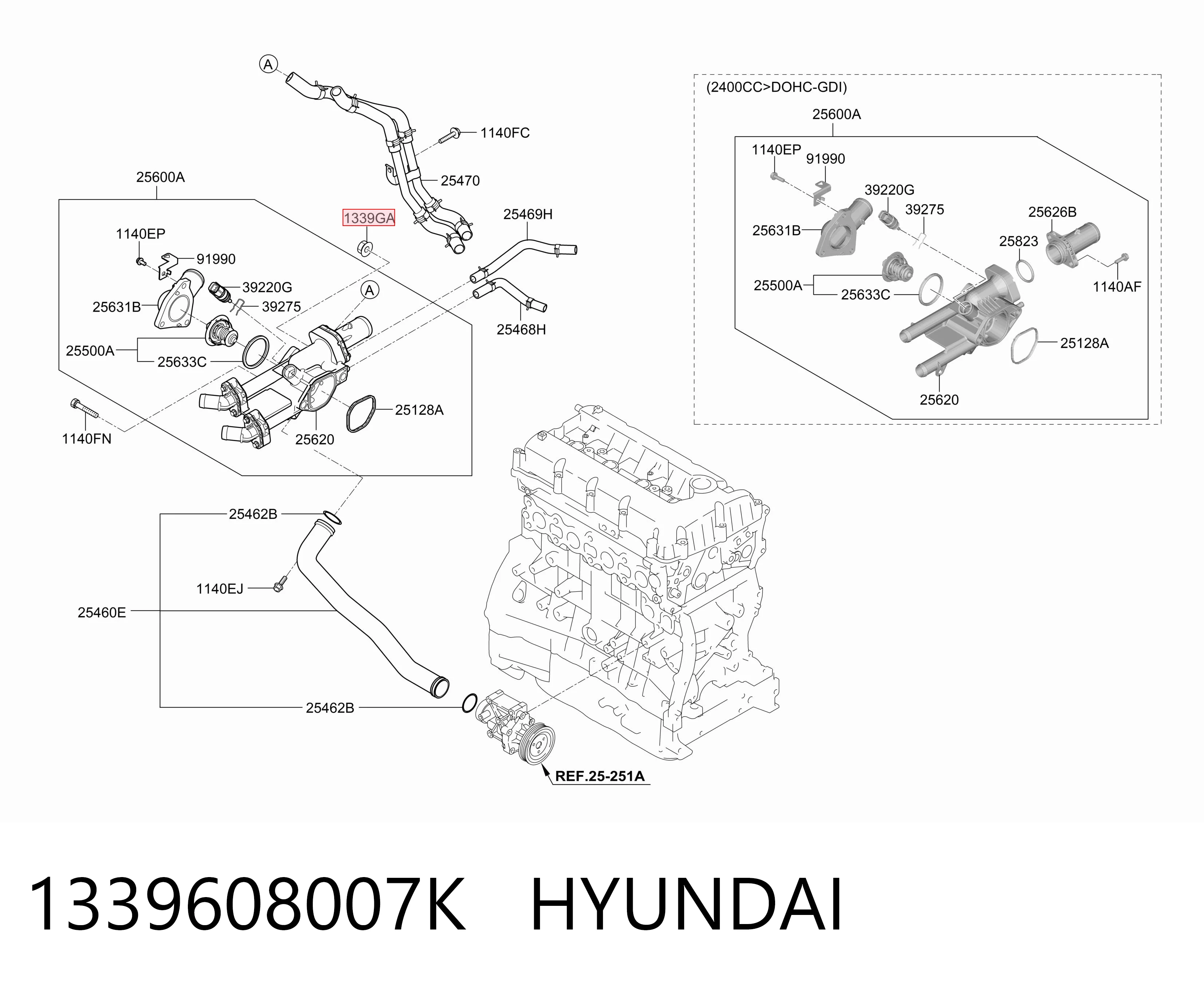 1339608007K Hyundai/Kia Tornillo (tuerca) de sujeción