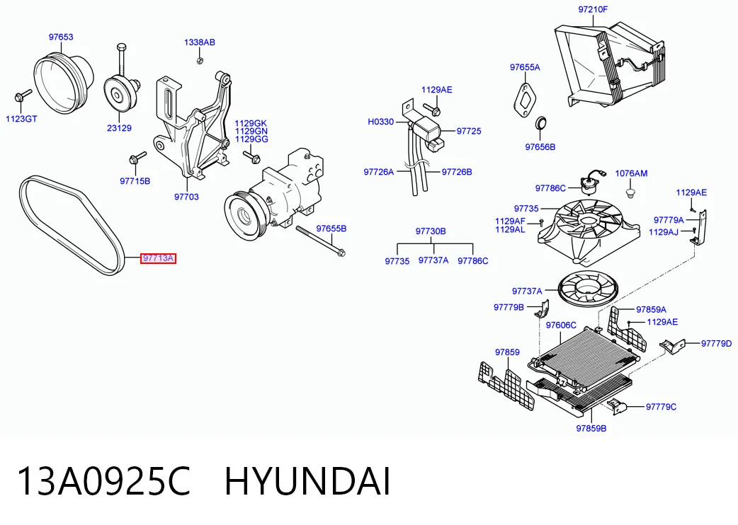 Correa de accesorios 13A0925C HYUNDAI