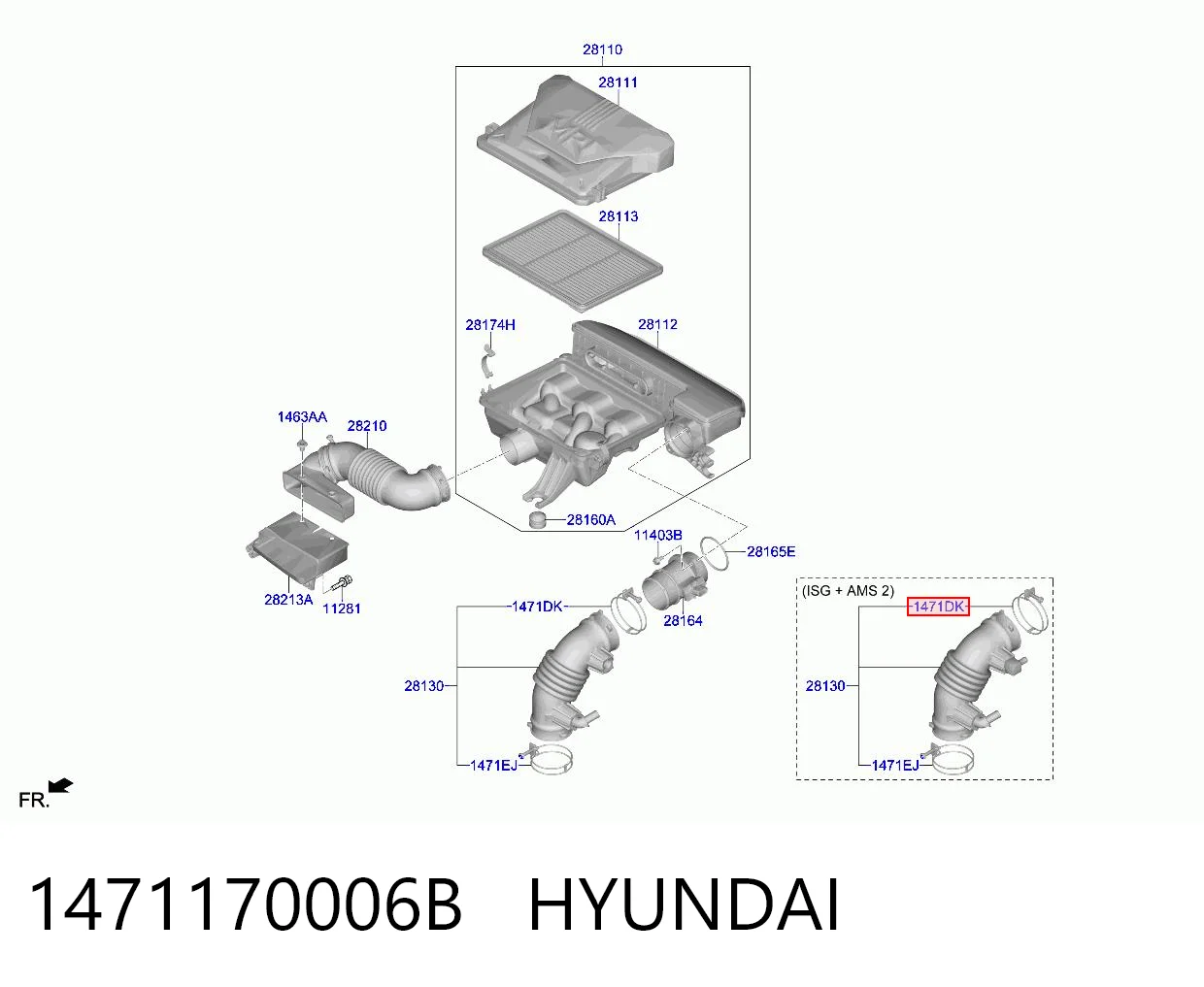 1471170006B Hyundai/Kia Abrazadera metálica universal