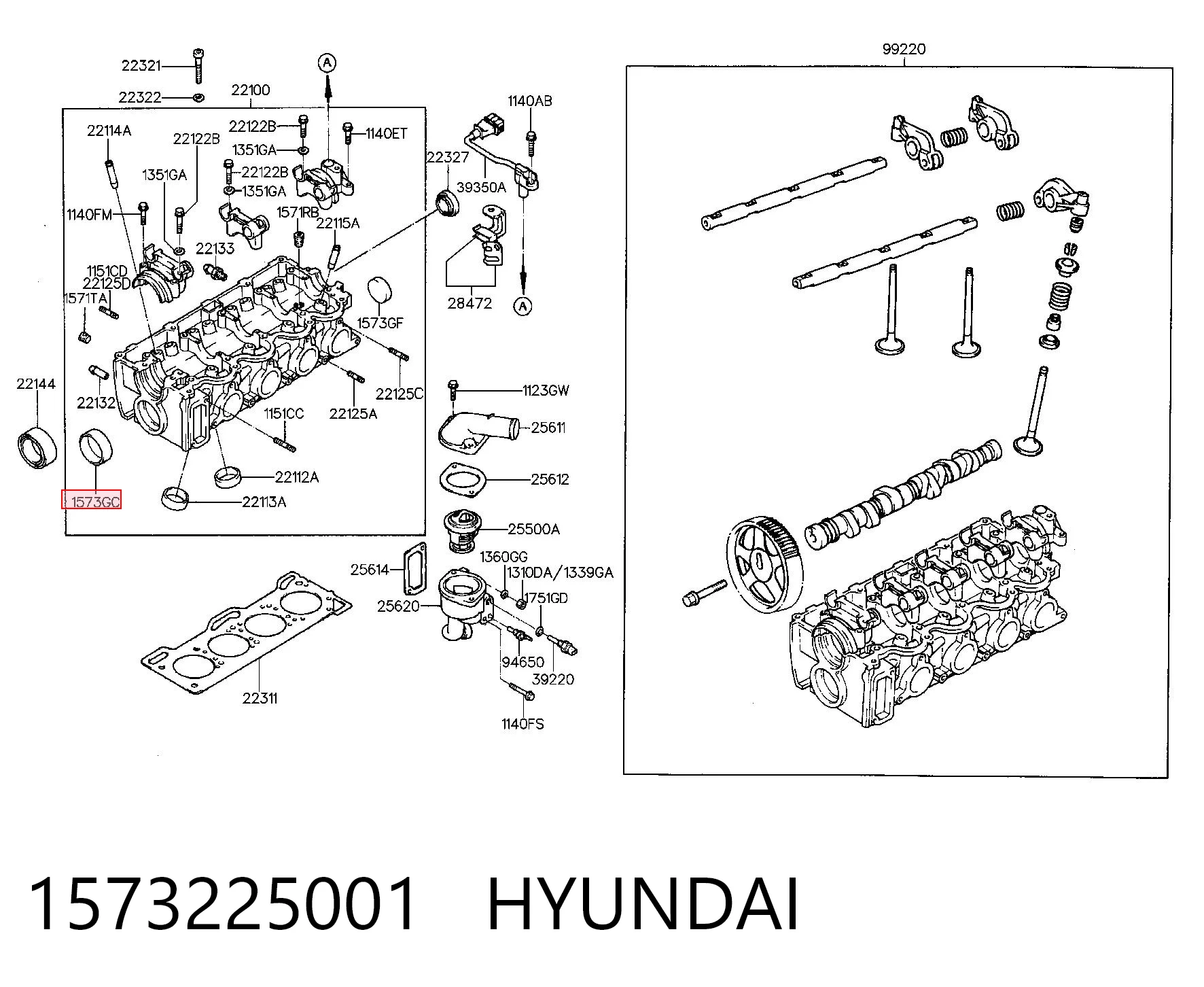 1573225001 Hyundai/Kia Tapa de bloque motor