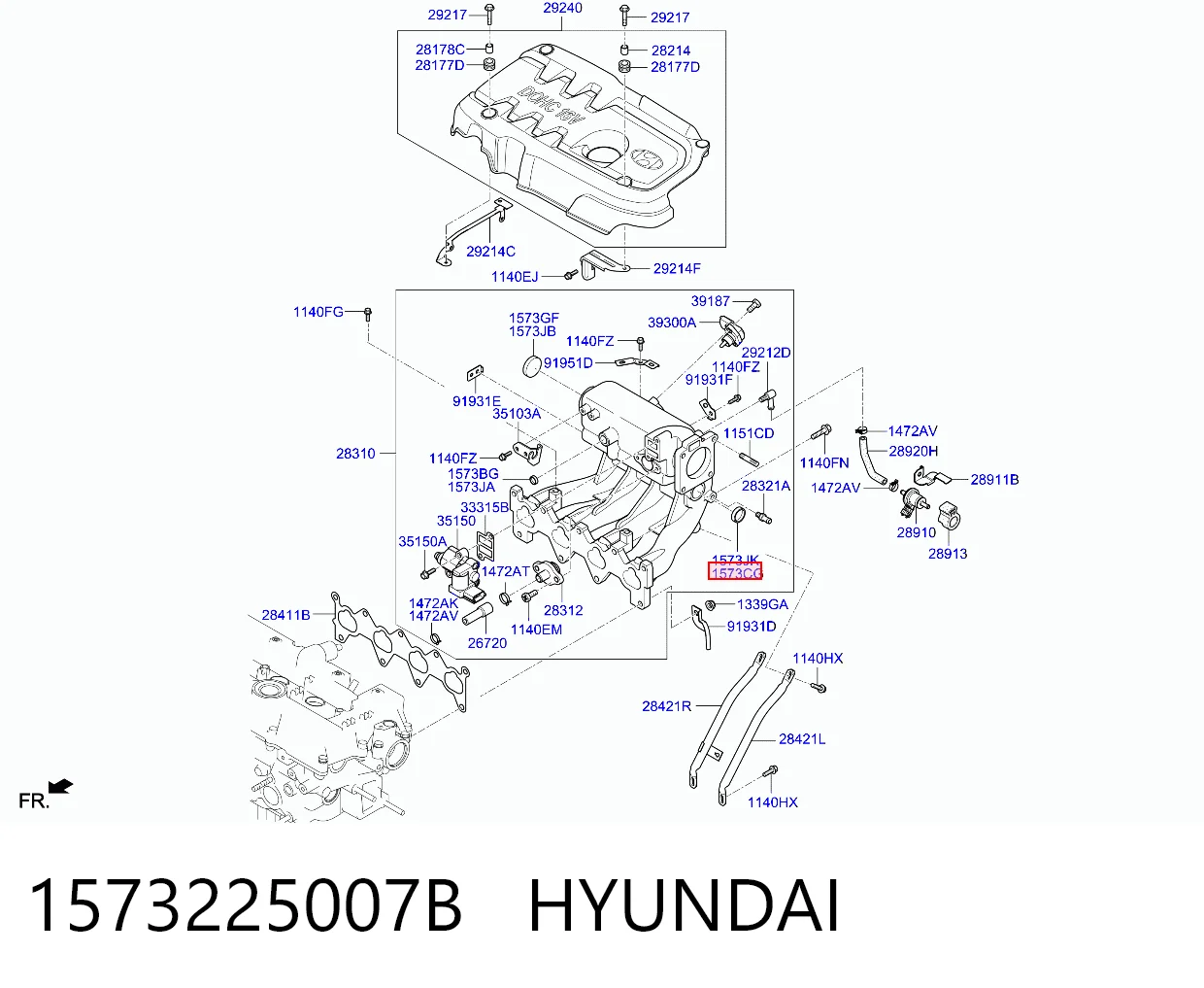 1573225007B Hyundai/Kia Tapa de bloque motor