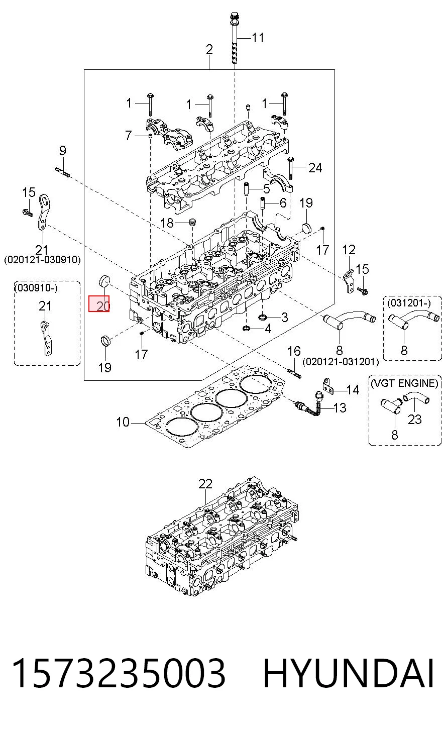 Tapa de bloque motor para Hyundai Sonata IV EU4
