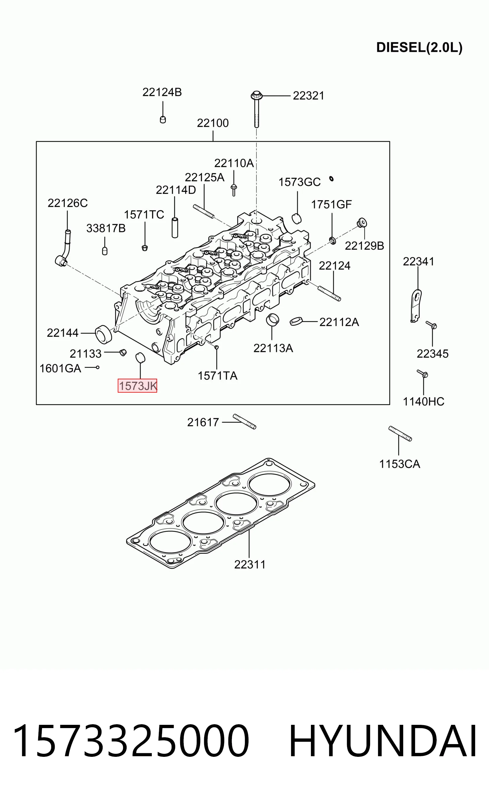 1573325000 Hyundai/Kia Tapa de bloque motor