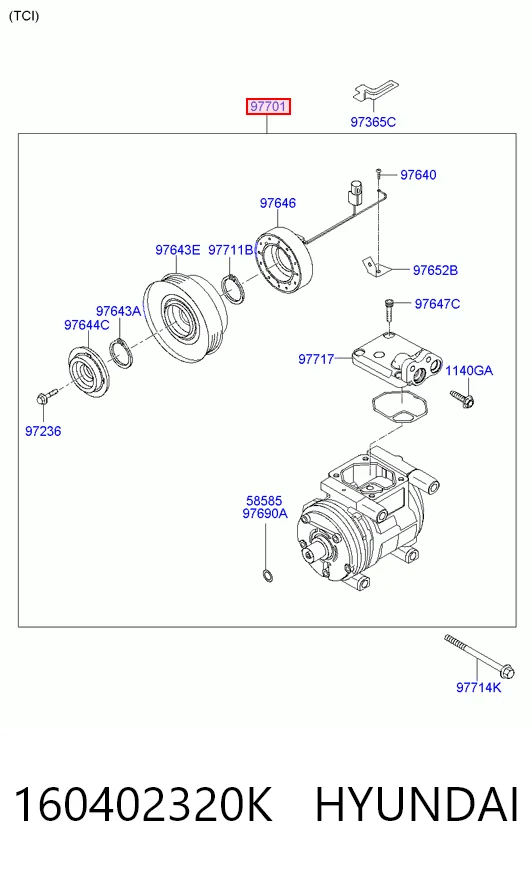 160402320K Hyundai/Kia Compresor climatizador