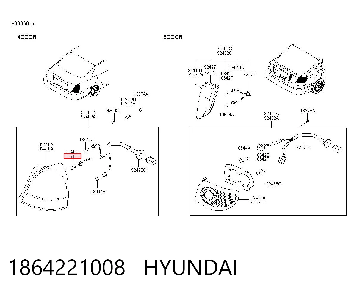 1864221008 Hyundai/Kia Lámpara de luz de freno trasera