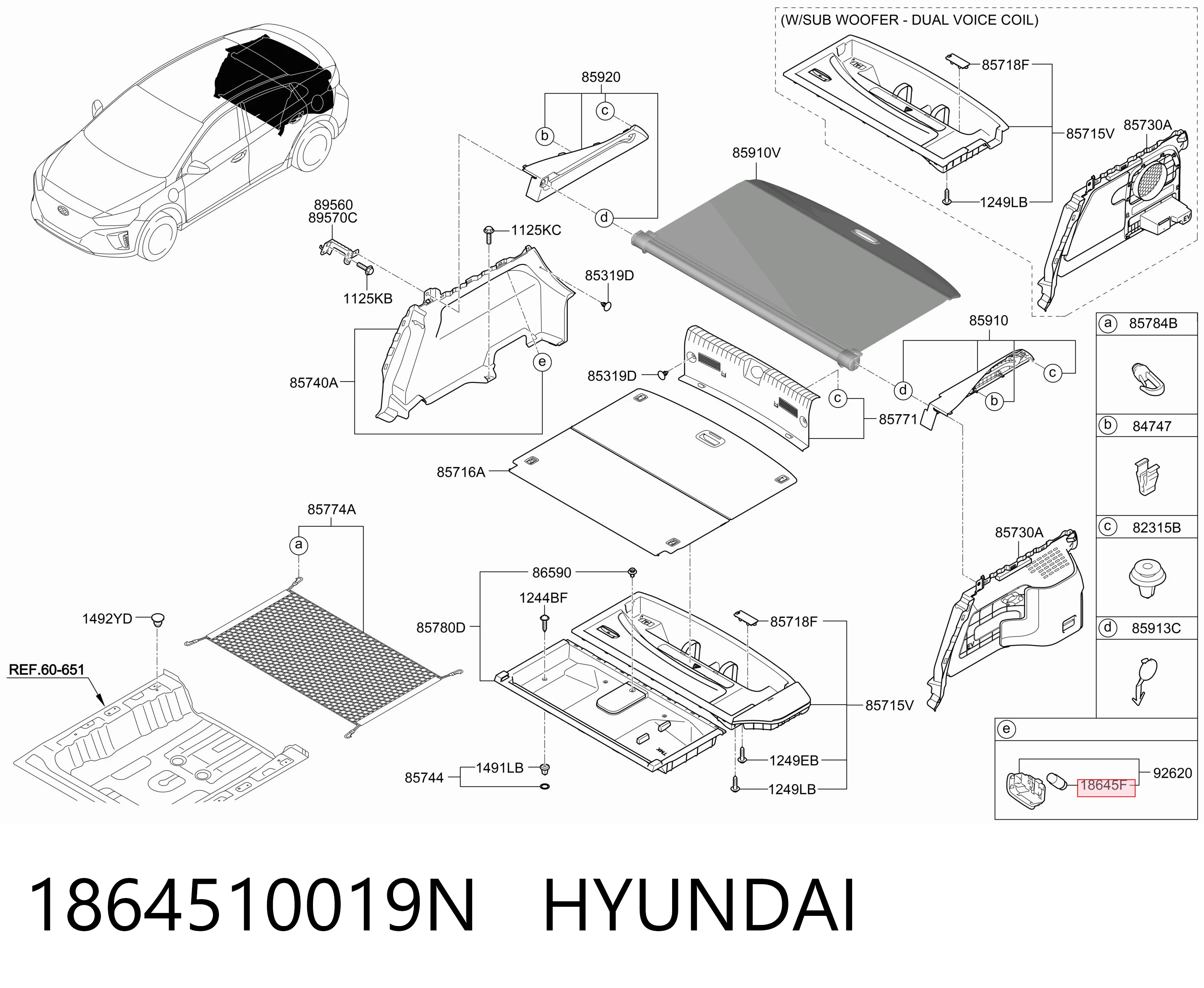 1864510019N Hyundai/Kia Luz de matricula