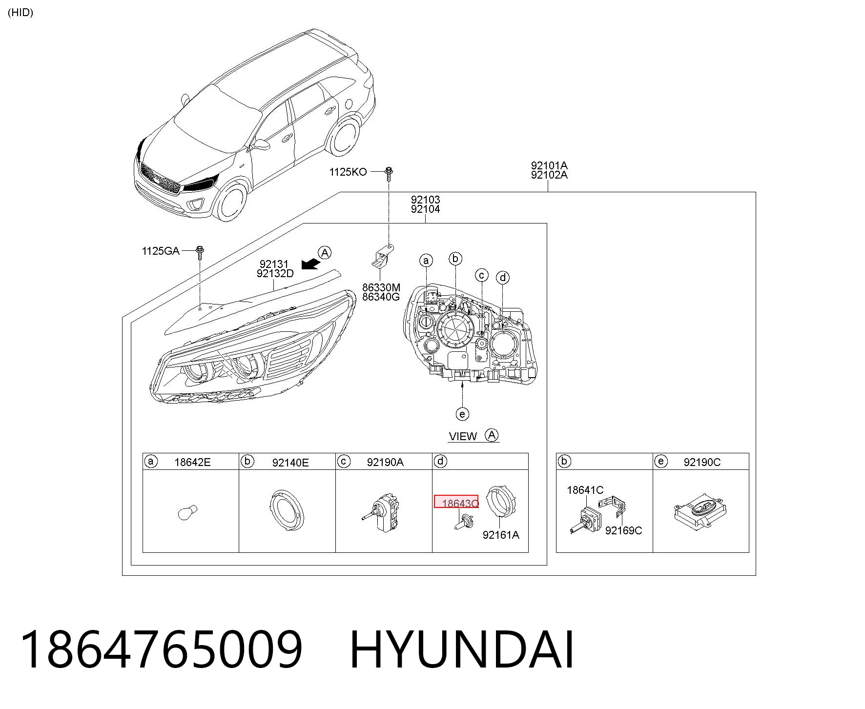 1864765009 Hyundai/Kia Lámpara halógena