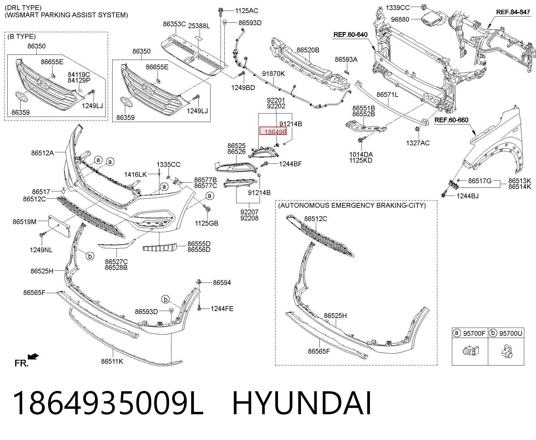 1864935009L Hyundai/Kia Lámpara para faros de luz antiniebla