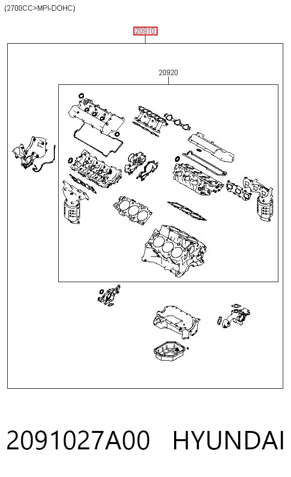 2091027A00 Hyundai/Kia Juego juntas motor