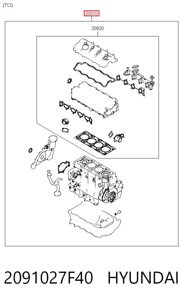 2091027F40 Hyundai/Kia Juego juntas motor