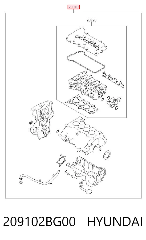 209102BG00 Hyundai/Kia Juego juntas motor