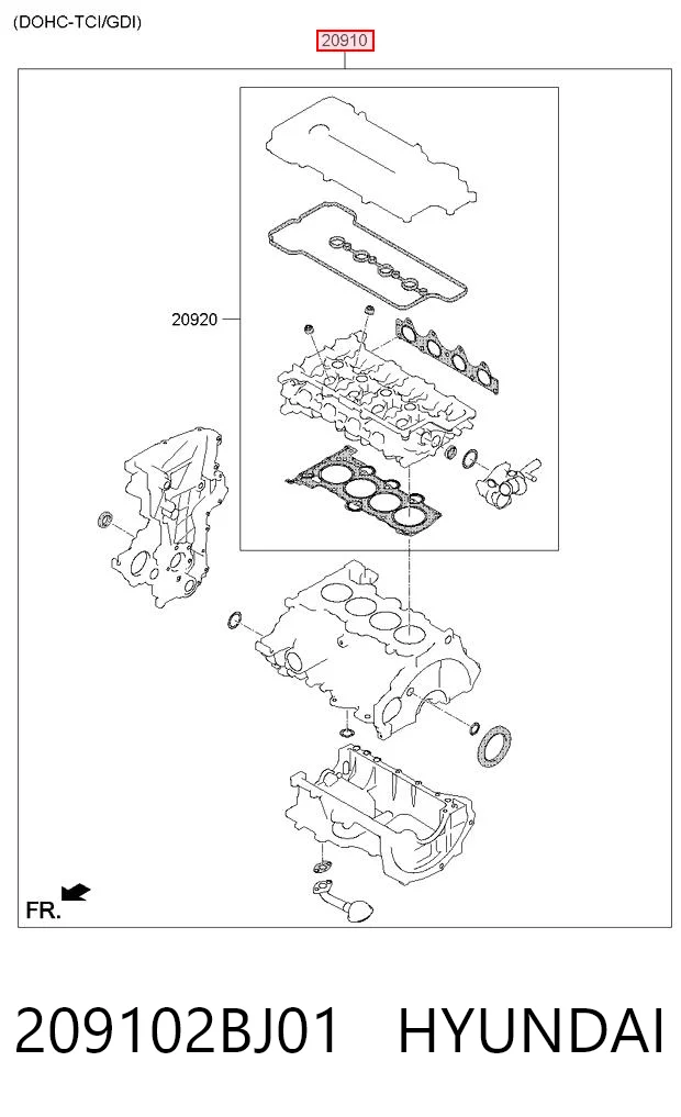 209102BJ01 Hyundai/Kia Juego juntas motor