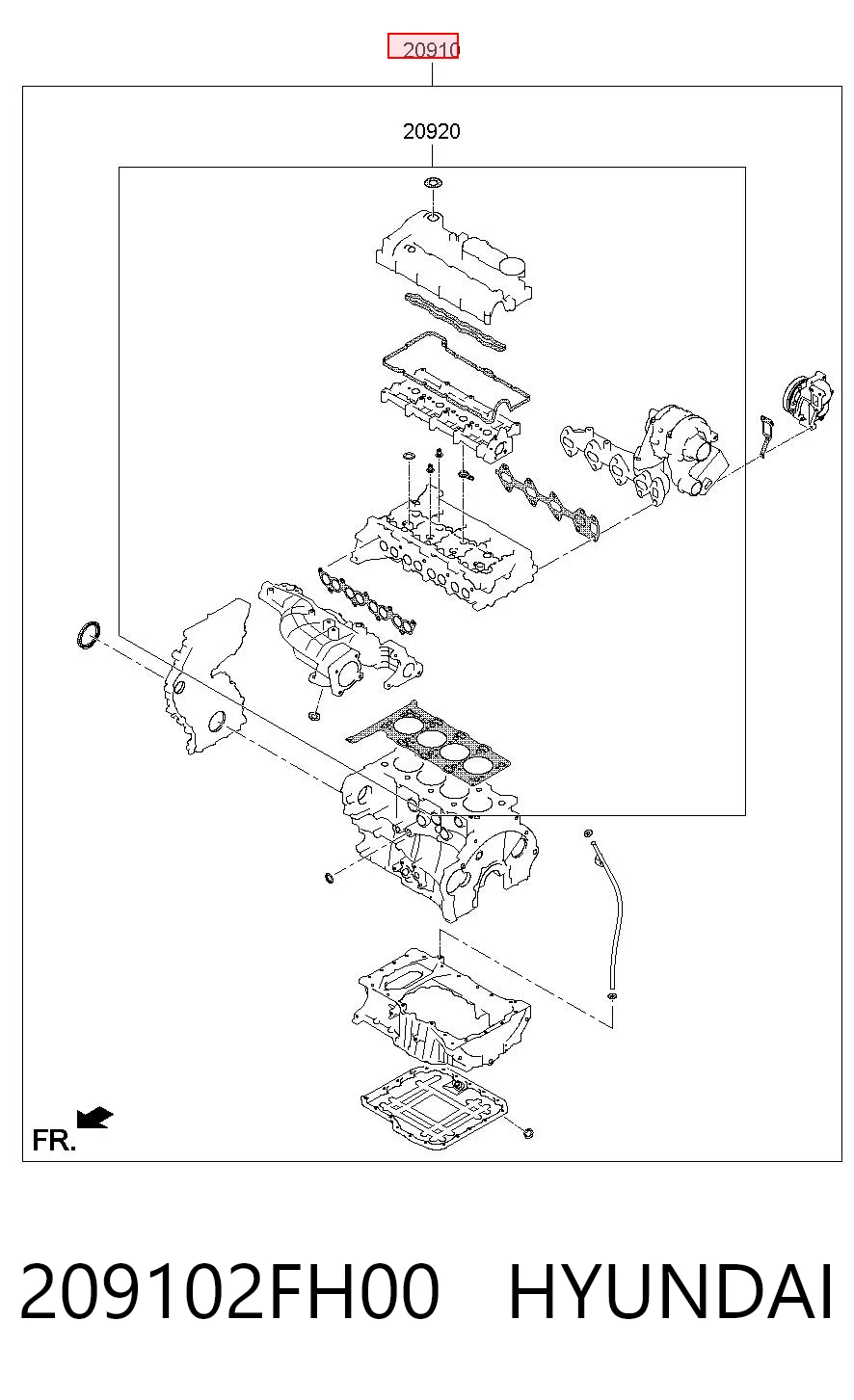 Juego de juntas para motor para Hyundai Santa Fe TM, TMA