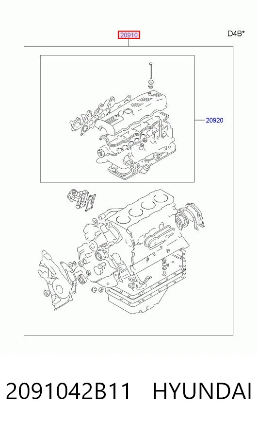 Juego completo de juntas de motor 2091042B11 HYUNDAI