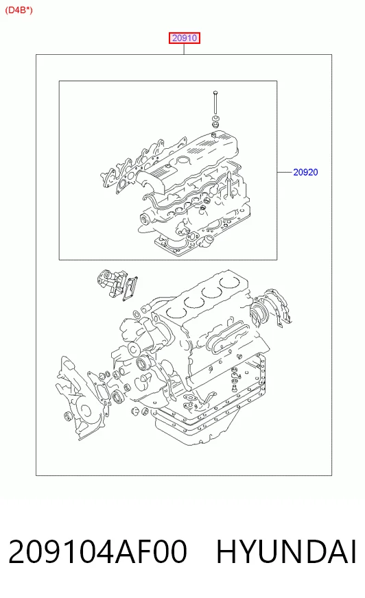 Juego juntas motor para Hyundai H-1 STAREX Starex 