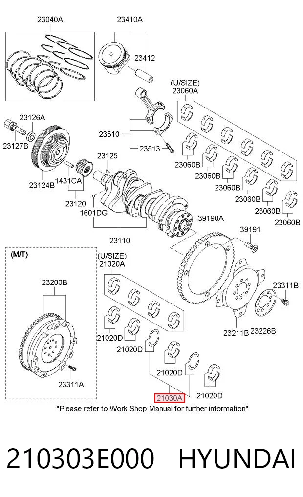 210303E000 Hyundai/Kia Kit de discos distanciador, cigüeñal, STD.