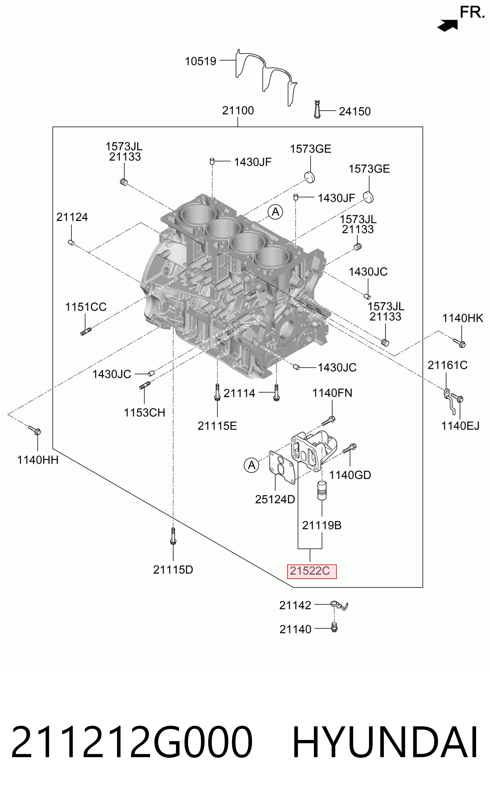 211212G000 Hyundai/Kia Soporte del filtro de aceite