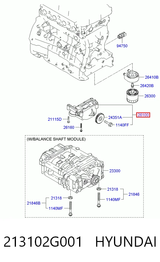 213102G001 Hyundai/Kia Bomba de aceite