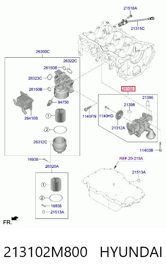 213102M800 Hyundai/Kia Bomba de aceite