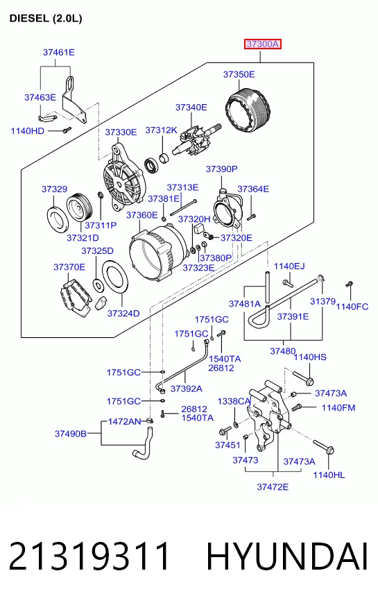 Alternador 21319311 HYUNDAI