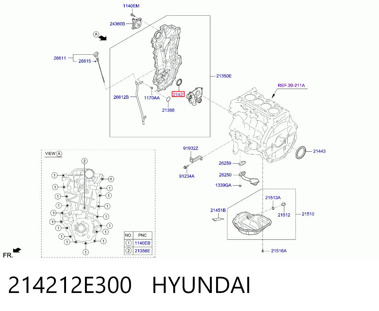 214212E300 Hyundai/Kia Retén del cigüeñal frontal