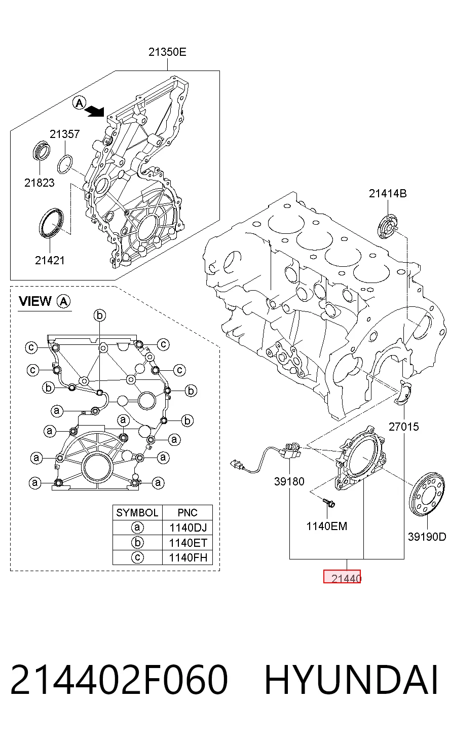 214402F060 Hyundai/Kia Portasello del cigüeñal trasero