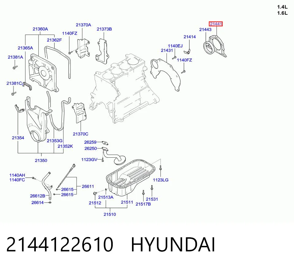 2144122610 Hyundai/Kia Portasello del cigüeñal trasero