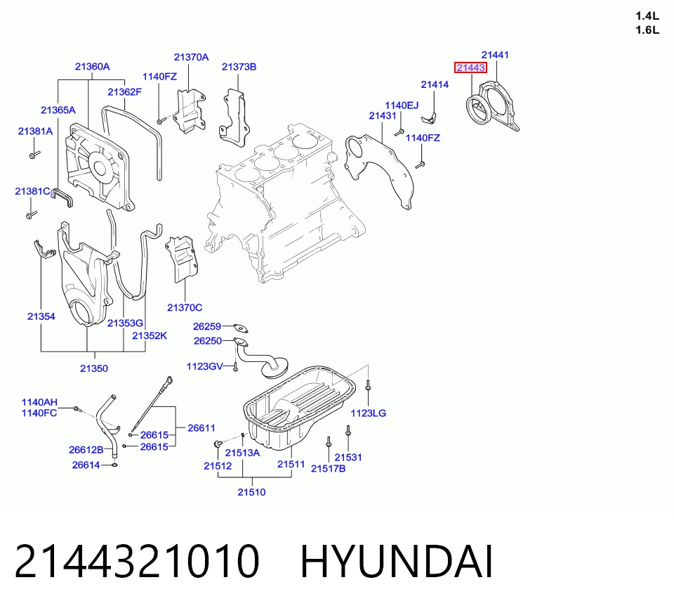 2144321010 Hyundai/Kia Anillo retén cigüeñal