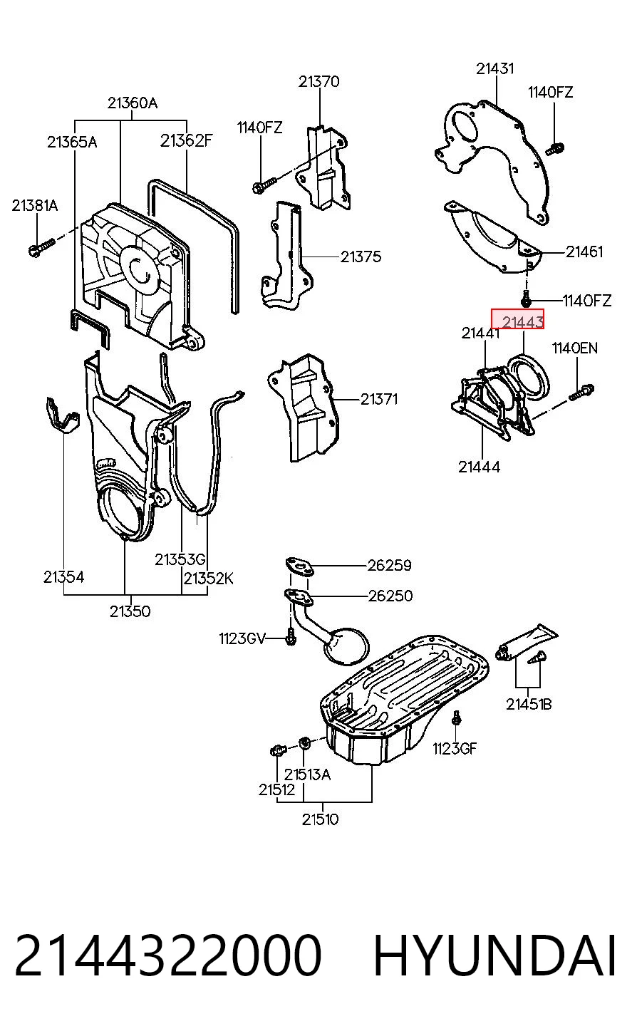 2144322000 Hyundai/Kia Anillo retén cigüeñal