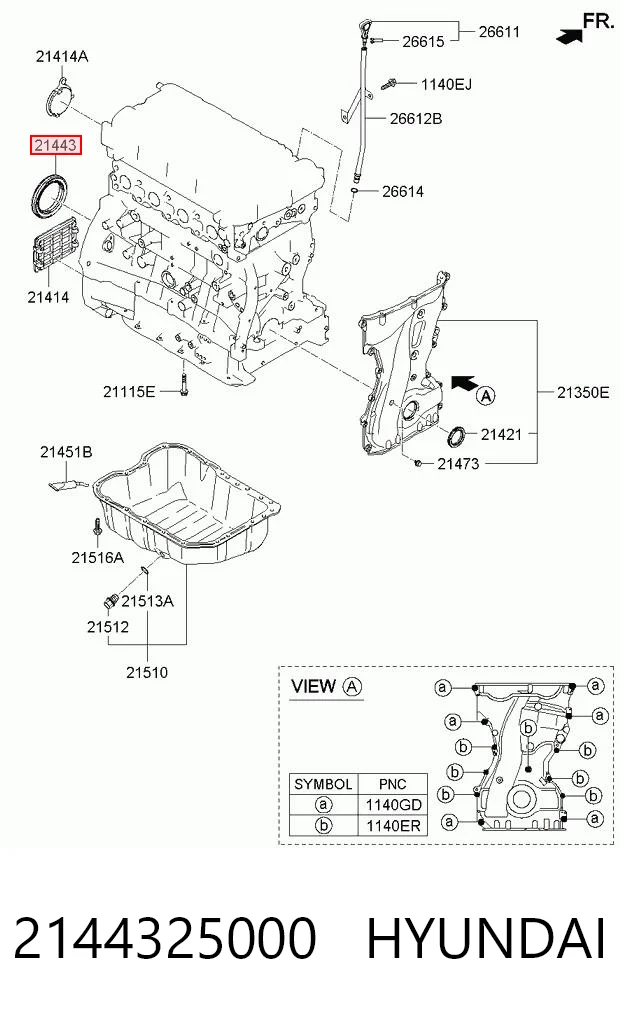 2144325000 Hyundai/Kia Anillo retén cigüeñal