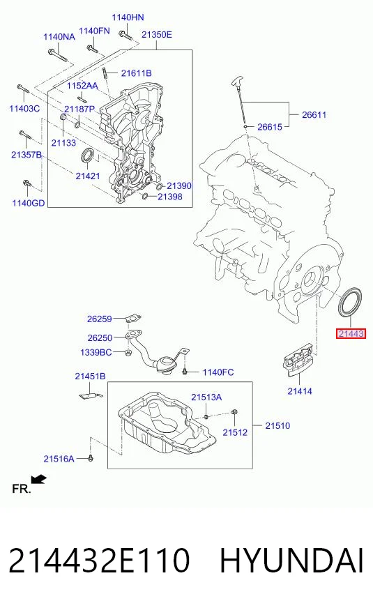 214432E110 Hyundai/Kia Anillo retén cigüeñal