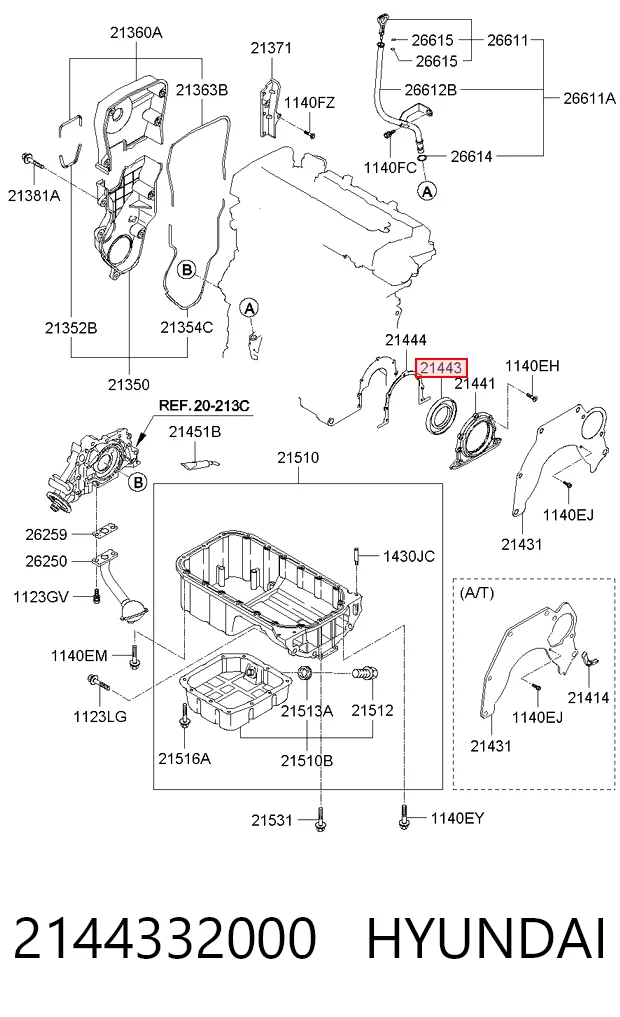 2144332000 Hyundai/Kia Anillo retén cigüeñal