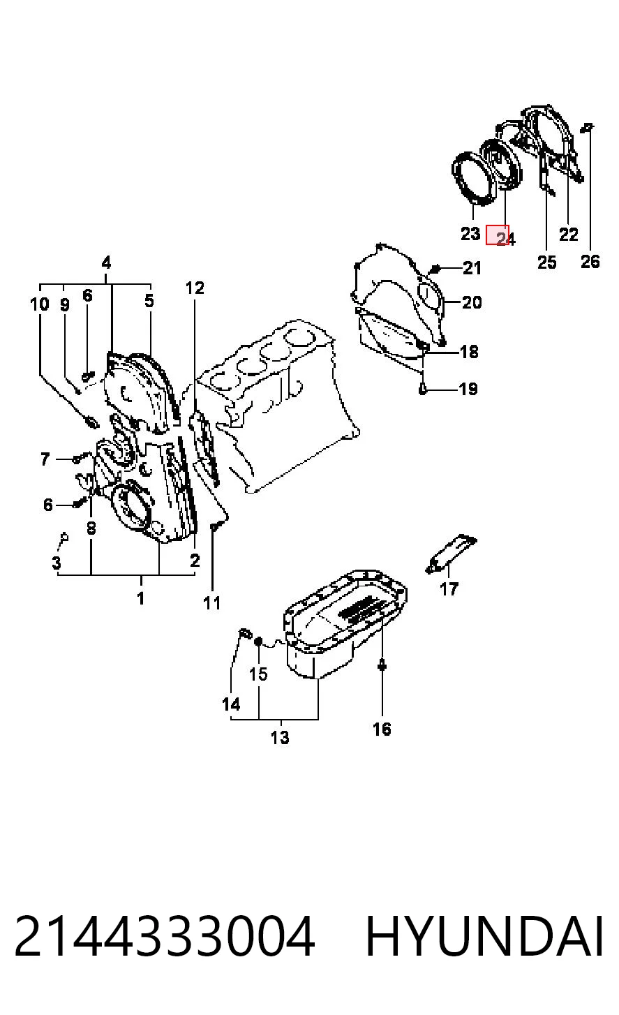2144333004 Hyundai/Kia Anillo retén cigüeñal