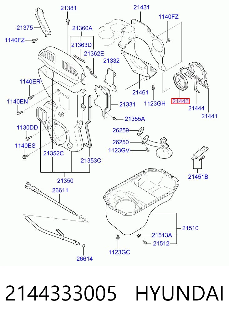 2144333005 Hyundai/Kia Anillo retén cigüeñal