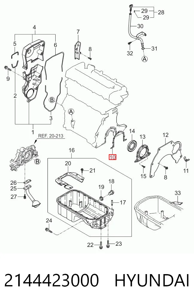 2144423000 Hyundai/Kia Junta de tapa trasera del bloque de cilindros
