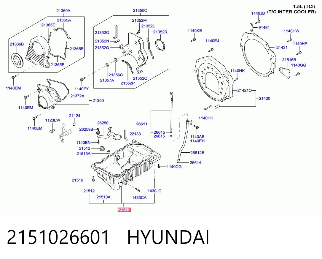 2151026601 Hyundai/Kia Cárter de aceite del motor