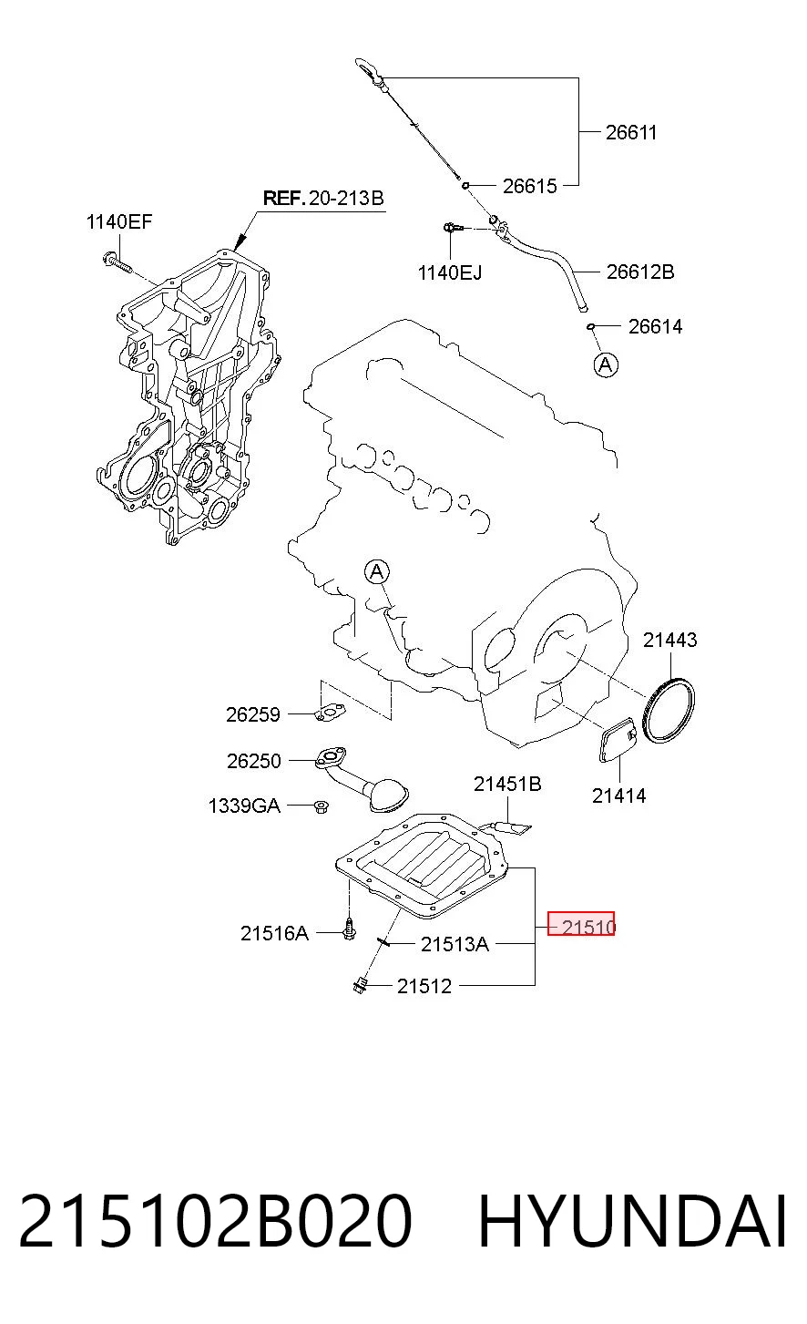 215102B020 Hyundai/Kia Cárter de aceite del motor