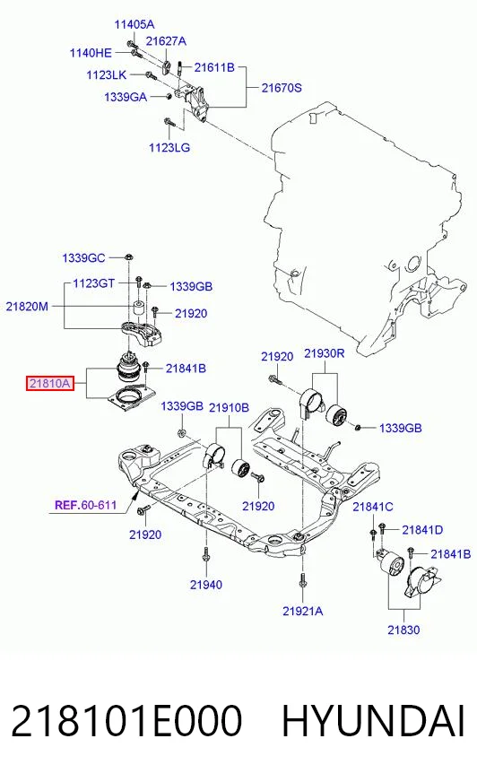 218101E000 Hyundai/Kia Soporte de motor derecho