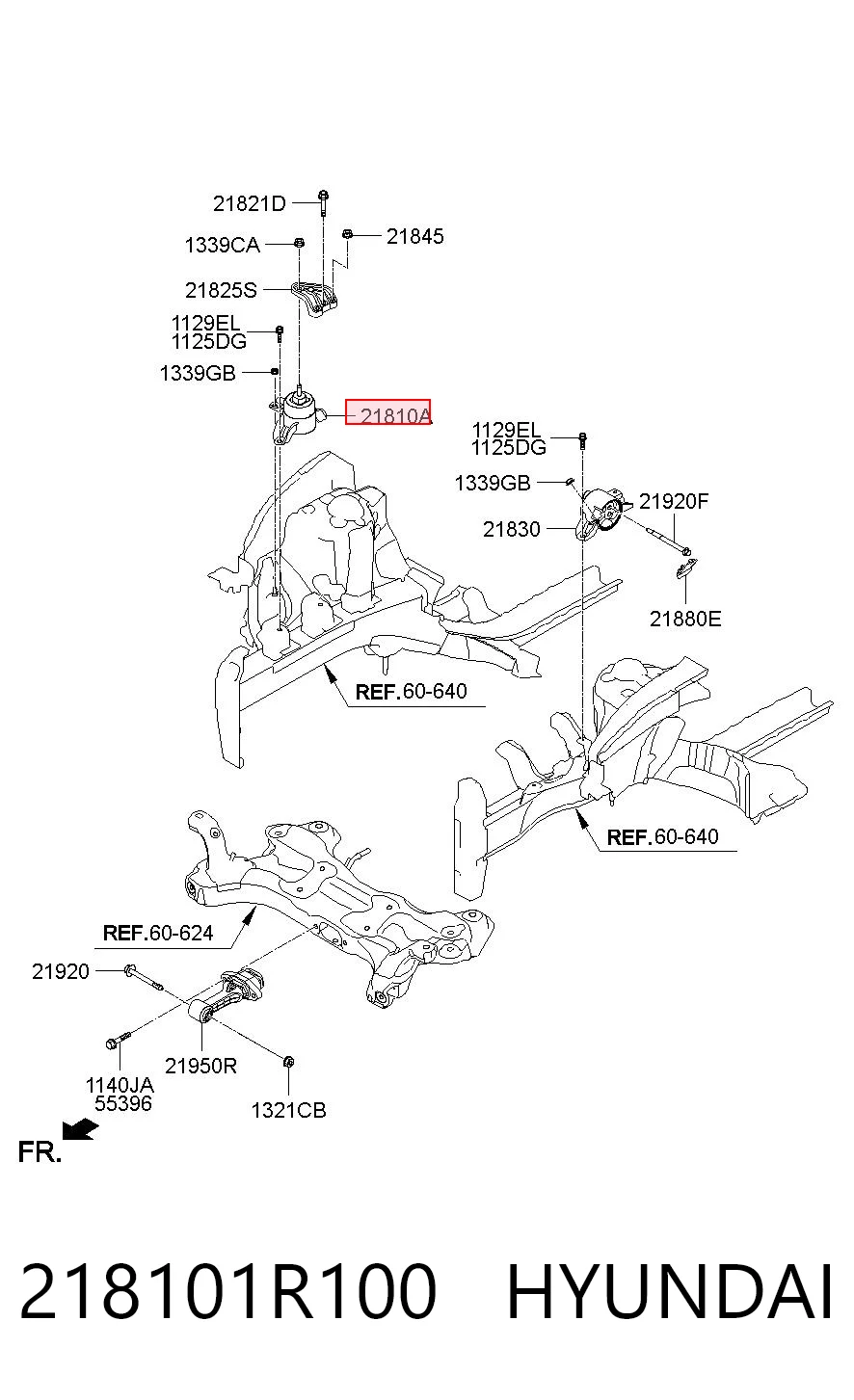 218101R100 Hyundai/Kia Soporte de motor derecho